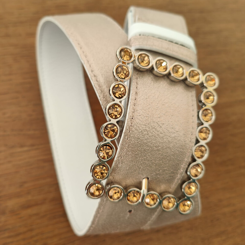 Ceinture reversible femme Dorée / Blanc